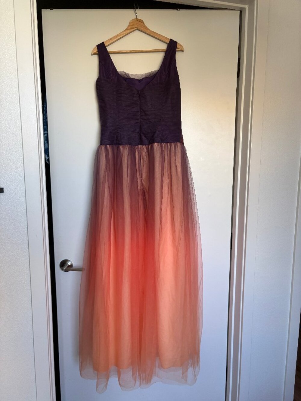 Sunset Ombre A-Line tuille floor-length gown
